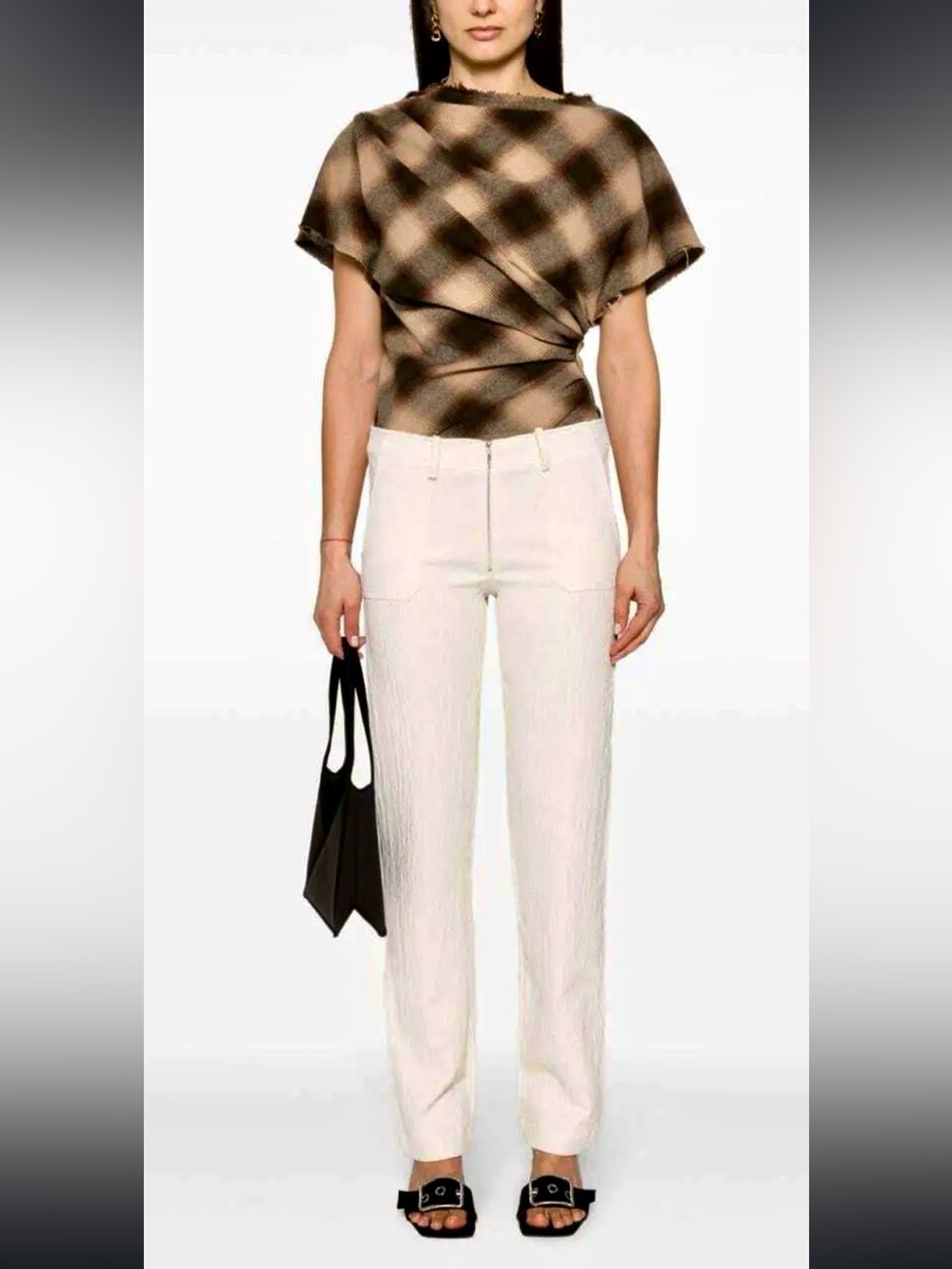 Eligant Musier Paris Cream Straight-Leg Textured Pants